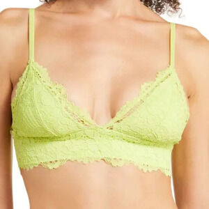 Etam Women's Green Lace Bralette 36B Wireless Adjustable Straps Celery Juice